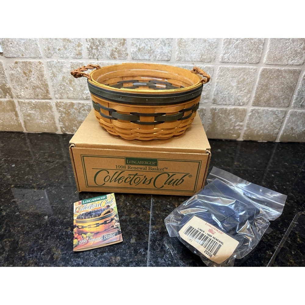 Longaberger 1998 Collectors Club RENEWAL Basket With Protector NIB